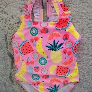 Colorful Fruit Print Kids Swimsuit